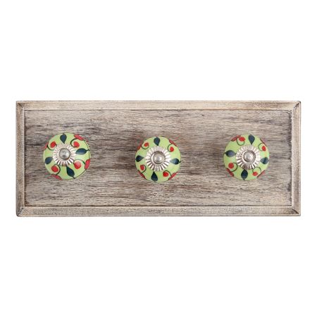 Garden Bouquet Ceramic Wooden Hooks